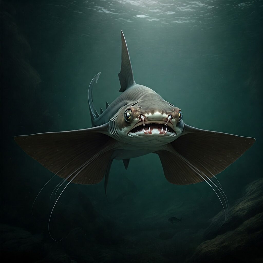 deep sea frilled shark AI concept